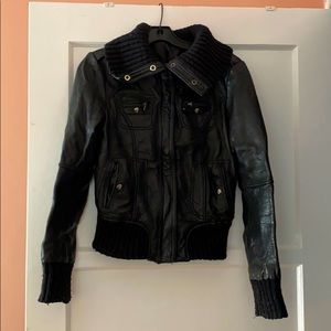 Saks 5th Avenue Aviator Leather Jacket Sz S